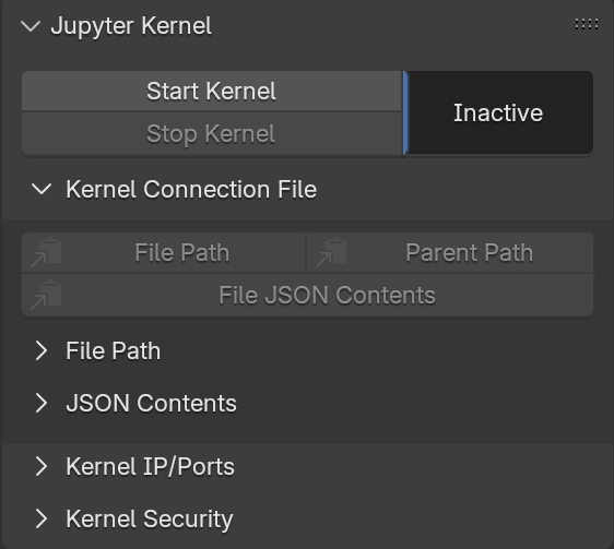 image of default Jupyter kernel panel